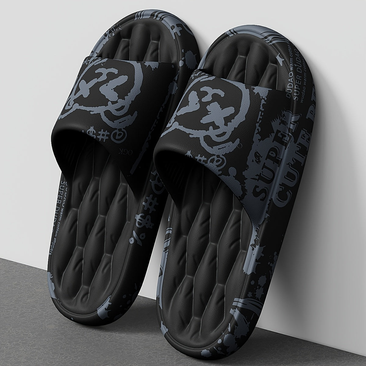 ASIFN Herresandaler med Søtt Bjørnemotiv – Komfortable EVA Slippers med Tykk Sklisikker Såle