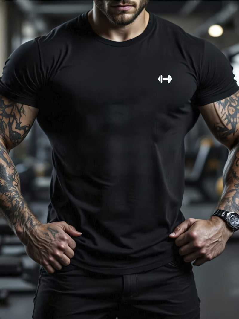 Herre T-skjorte i tung 100 % bomull – Slim fit trening