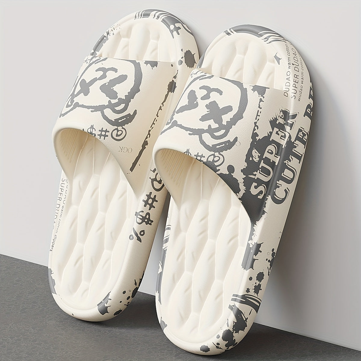 ASIFN Herresandaler med Søtt Bjørnemotiv – Komfortable EVA Slippers med Tykk Sklisikker Såle