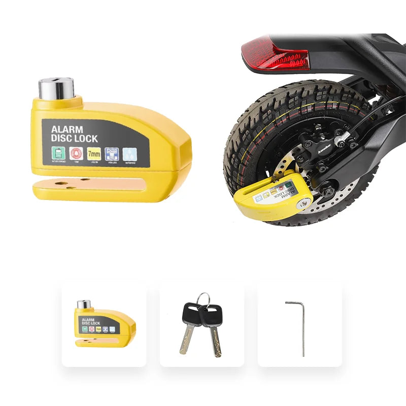 Alarm Skivelås for Elektrisk Scooter og Motorsykkel – Vanntett og Tyverisikker Metallbeskyttelse