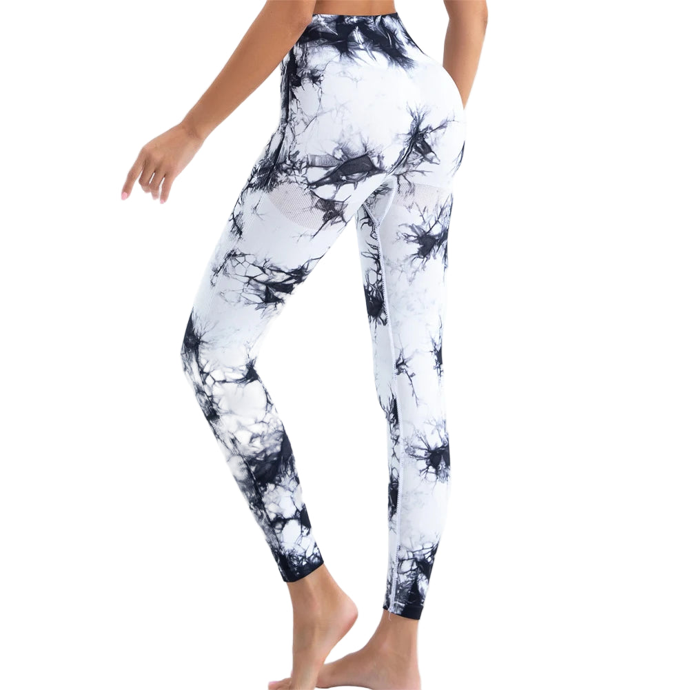 Sømløse tie-dye treningstights med høy midje og løftende effekt