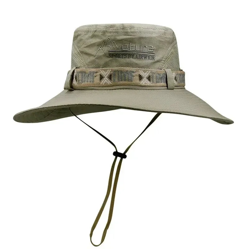 Sommer Bucket Hat for Herre – UV-beskyttelse & Bred Brem | Safari, Fiske, Strand, Camp; Friluft