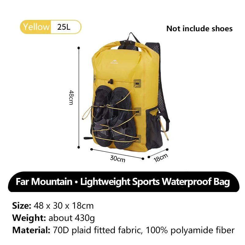 Naturehike 25L Vanntett Ultralett Ryggsekk – Med Vått/Tørt Skille