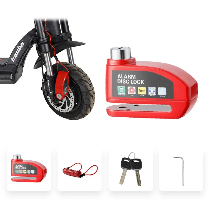 Alarm Skivelås for Elektrisk Scooter og Motorsykkel – Vanntett og Tyverisikker Metallbeskyttelse