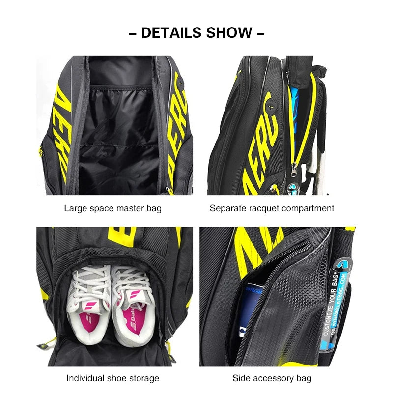 BABOLAT PURE AERO 2 Racketsekk – Original og funksjonell | For tennis, badminton, squash og padel