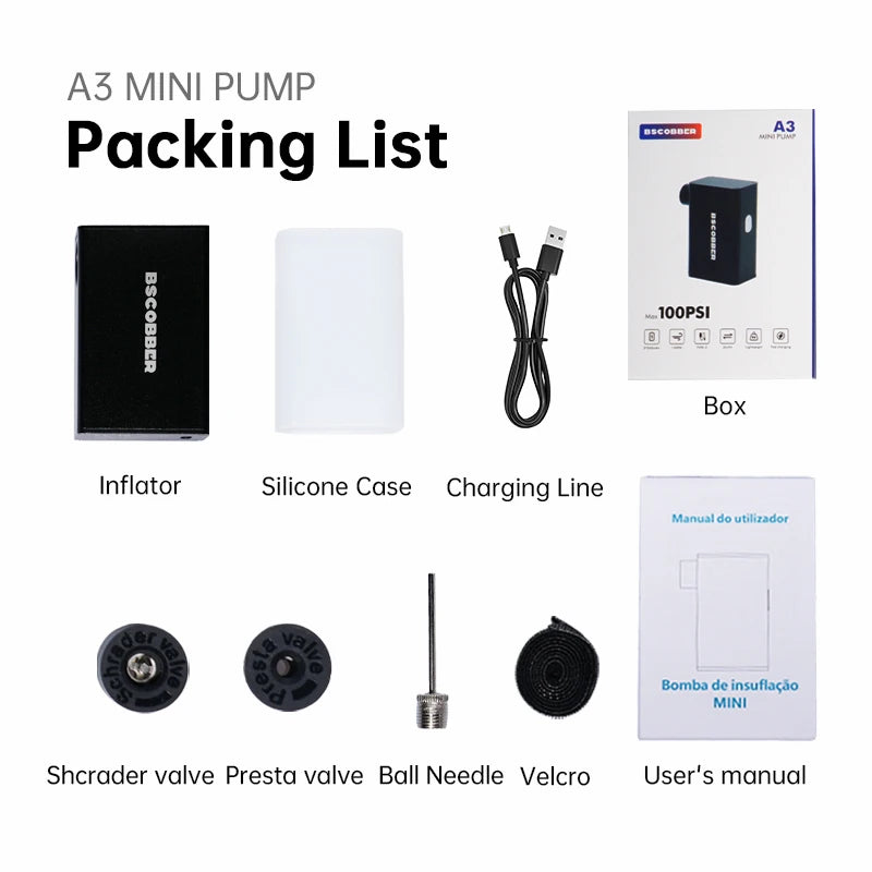 Bærbar Mini Sykkelpumpe – Kraftig og kompakt luftkompressor for sykkeldekk