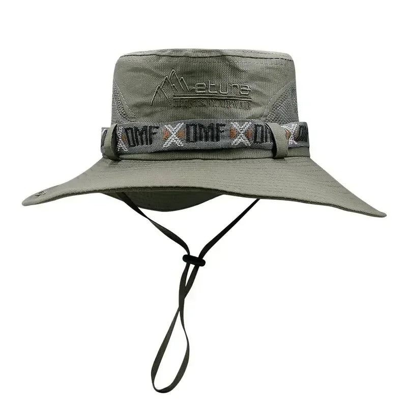 Sommer Bucket Hat for Herre – UV-beskyttelse & Bred Brem | Safari, Fiske, Strand, Camp; Friluft