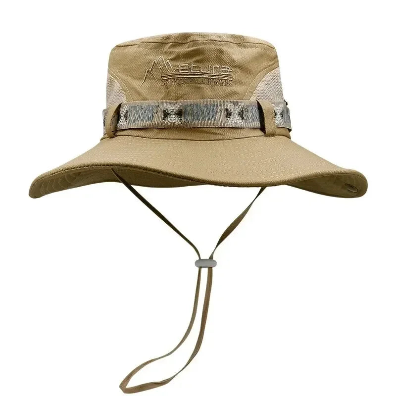 Sommer Bucket Hat for Herre – UV-beskyttelse & Bred Brem | Safari, Fiske, Strand, Camp; Friluft