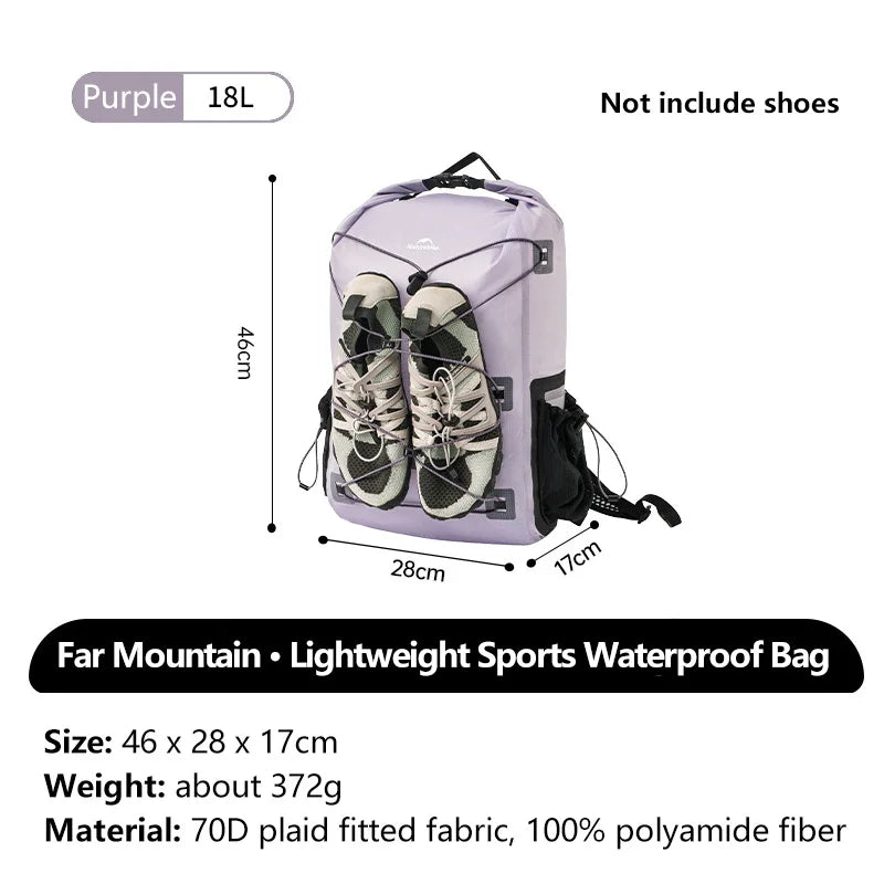Naturehike 25L Vanntett Ultralett Ryggsekk – Med Vått/Tørt Skille