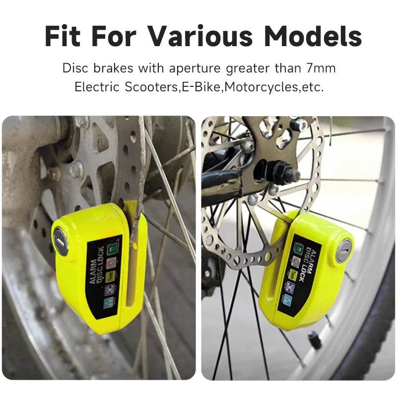 Alarm Skivelås for Elektrisk Scooter og Motorsykkel – Vanntett og Tyverisikker Metallbeskyttelse