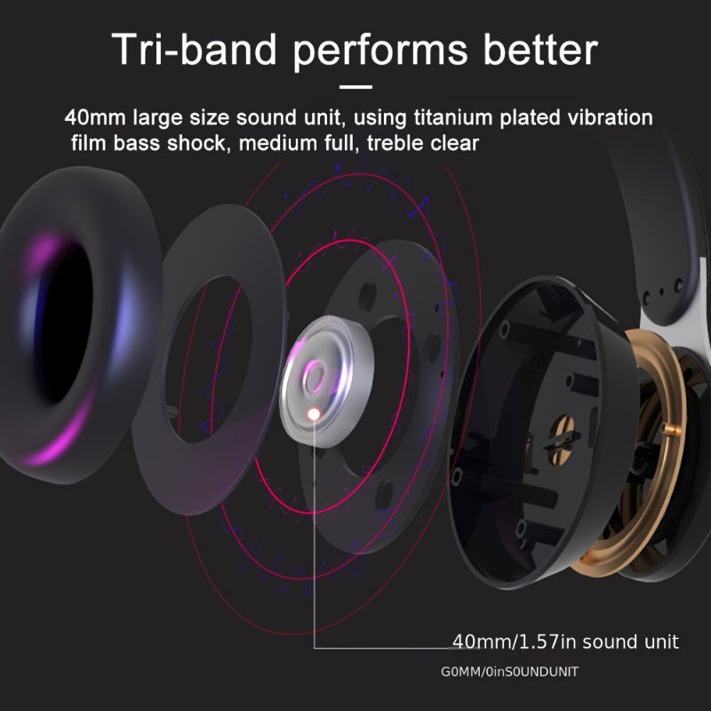 07S Trådløst Gaming Headset – Surroundlyd, Sammenleggbart Design og Kraftig Batteri