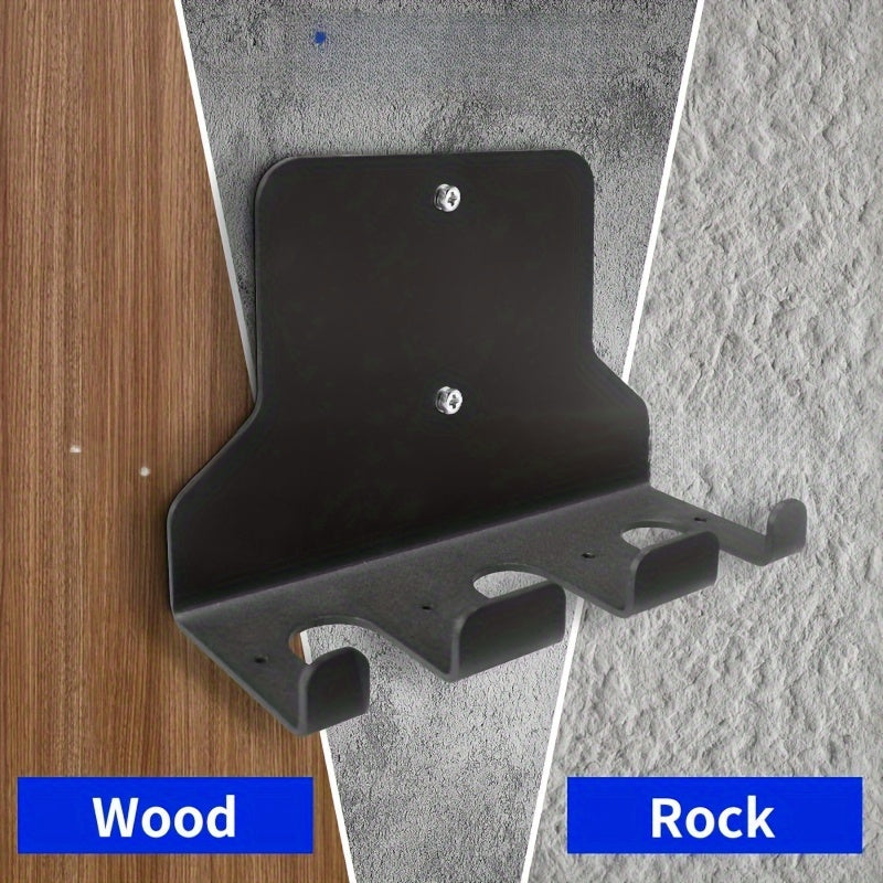 Contemporary Iron Wall Mount Barbell Holder with Hooks - Space-Saving Fitness Bar Rack for Home or Commercial Gym, Durable and Easy to Install and Adjust