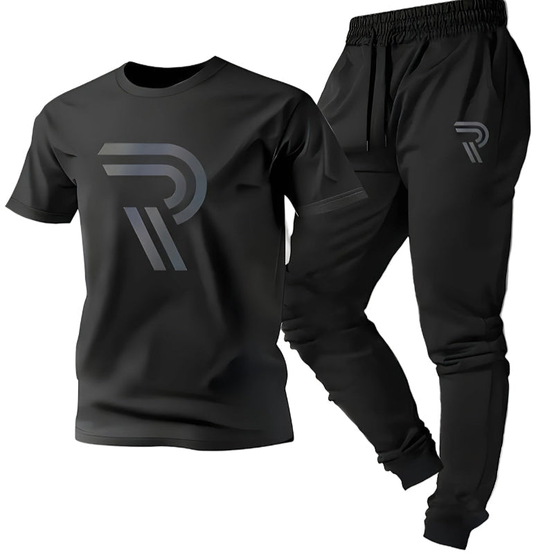 2-delt Herresett – Rund Hals T-skjorte og Joggebukse med Snøring for Komfortabel Trening og Hverdagsbruk