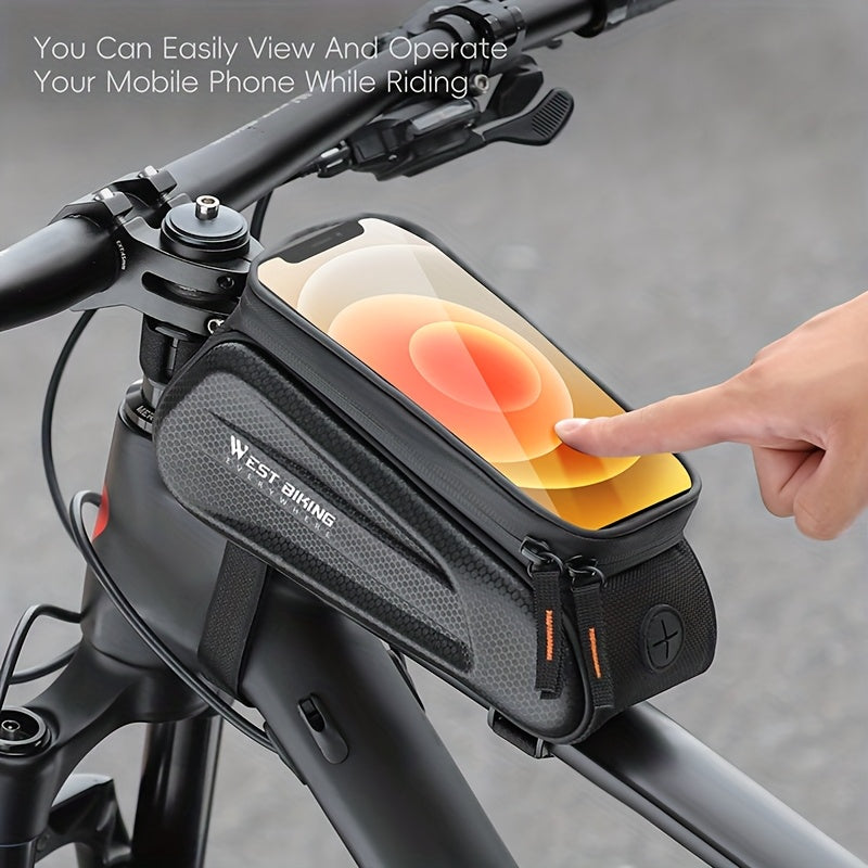West Biking Styreveske med Hardt Skall – 1,5L Vanntett Rammeveske for Landevei- og Terrengsykler