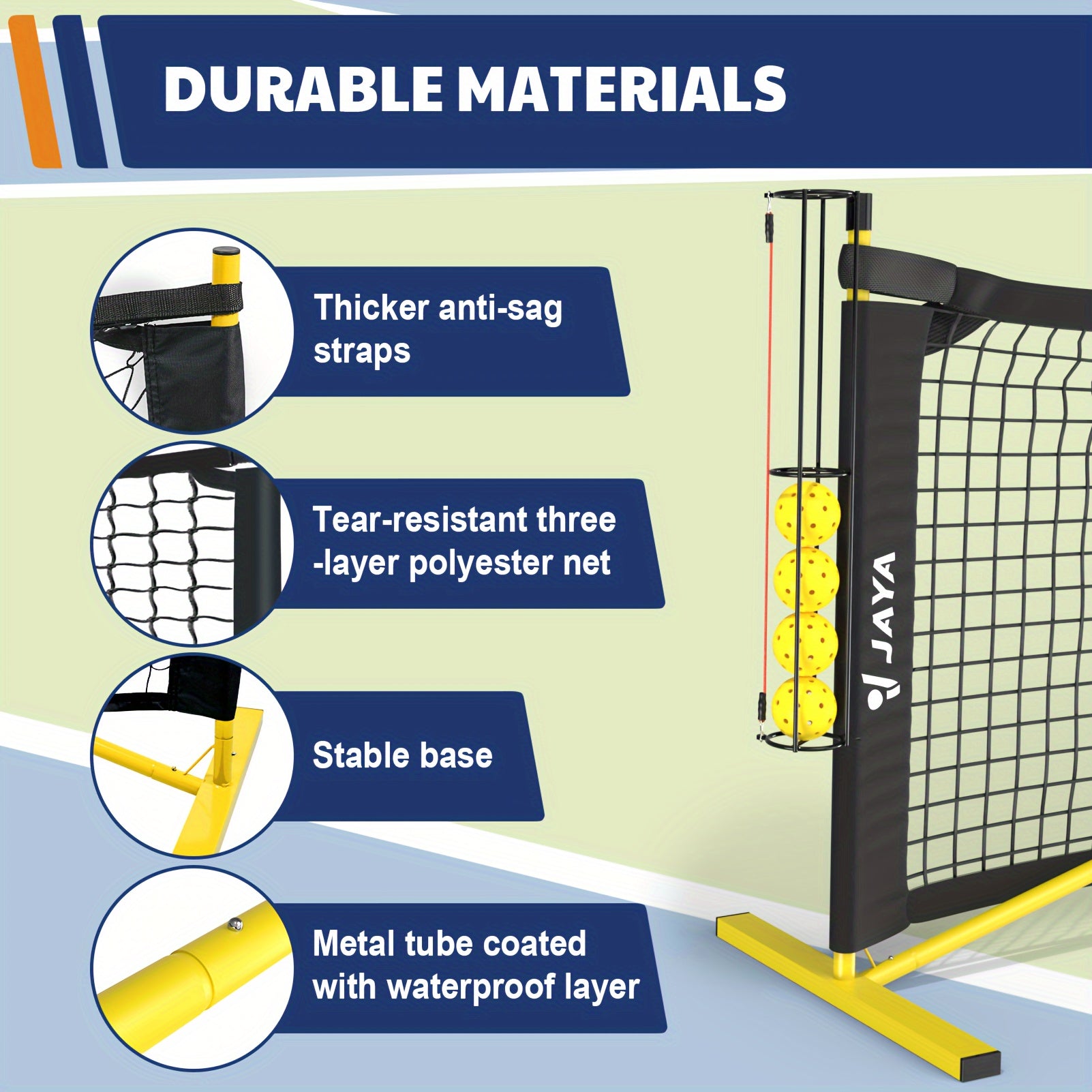 Pickleball-nettsett med eksklusiv ballholder