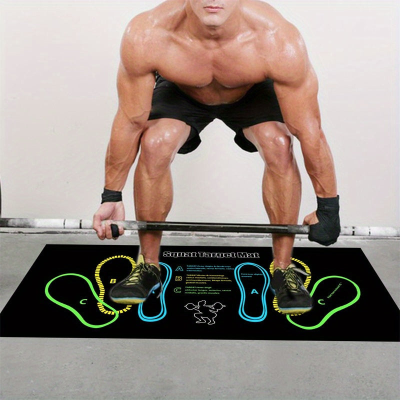Non-Slip Pilates squat mat with Footprints - Heavy-Duty Exercise Floor Pad for Home Gym, Yoga, Weightlifting - Cushioned Joint Protection, Stability Training - Easy-Clean Workout Mat for All Fitness Levels - Ideal for Squats,