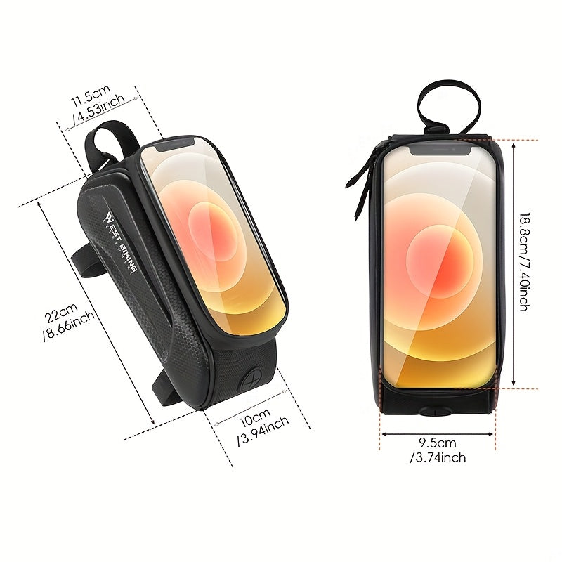 West Biking Styreveske med Hardt Skall – 1,5L Vanntett Rammeveske for Landevei- og Terrengsykler