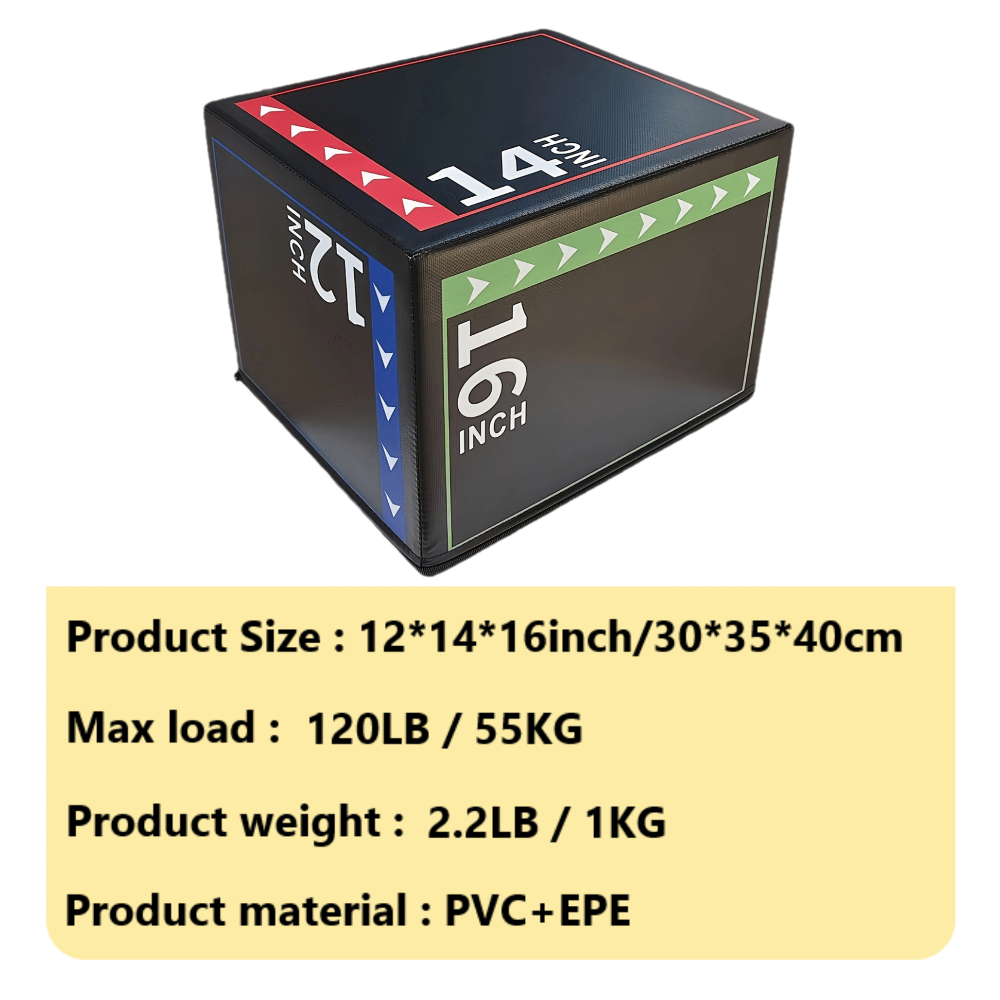 35.56cm Soft Fitness Jump Box - Multifunctional PVC-Wrapped Exercise Equipment with EPE Foam Insert, Black, Ideal for Home Workouts & Holiday Gifts (Christmas, New Year), Gym Accessories, Best for Christmas