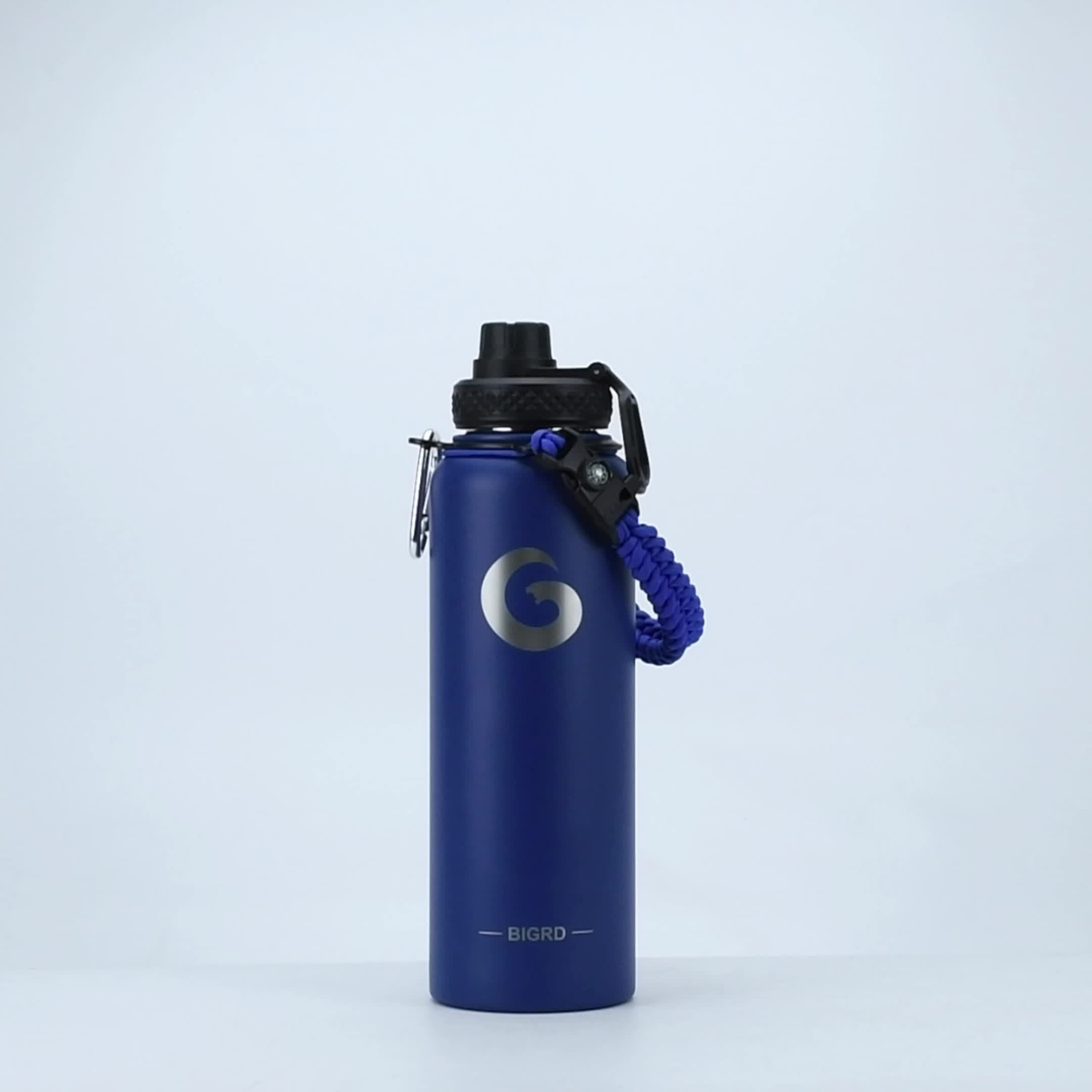 BIGRD Triple-Vacuum Termoflaske – 40oz / 64oz med Paracord-håndtak og sugerørslokk