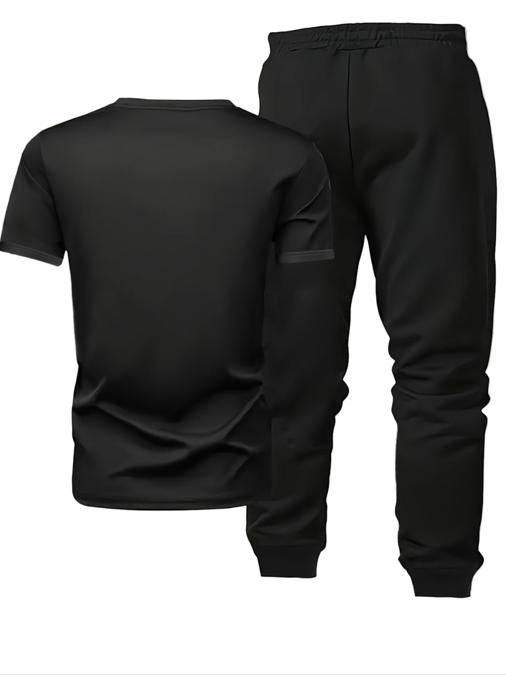 2-delt Herresett – Rund Hals T-skjorte og Joggebukse med Snøring for Komfortabel Trening og Hverdagsbruk