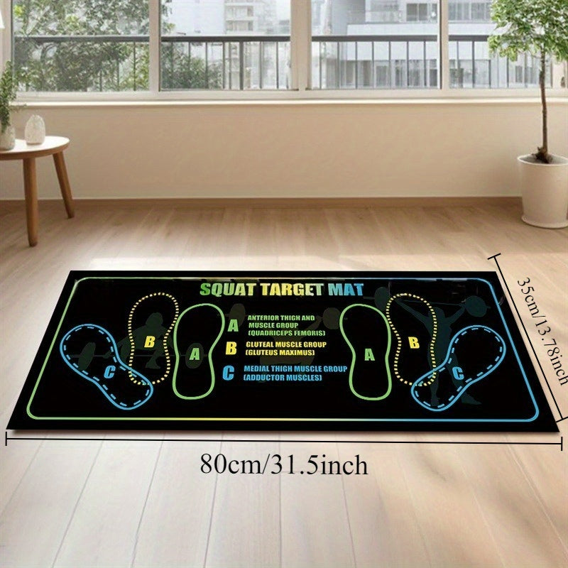 Non-Slip Pilates squat mat with Footprints - Heavy-Duty Exercise Floor Pad for Home Gym, Yoga, Weightlifting - Cushioned Joint Protection, Stability Training - Easy-Clean Workout Mat for All Fitness Levels - Ideal for Squats,