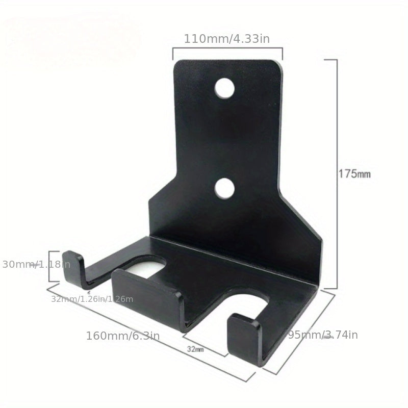 Contemporary Iron Wall Mount Barbell Holder with Hooks - Space-Saving Fitness Bar Rack for Home or Commercial Gym, Durable and Easy to Install and Adjust