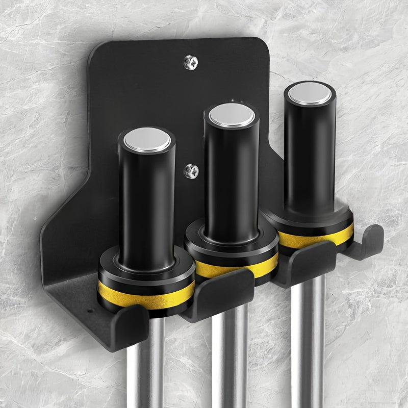 Contemporary Iron Wall Mount Barbell Holder with Hooks - Space-Saving Fitness Bar Rack for Home or Commercial Gym, Durable and Easy to Install and Adjust
