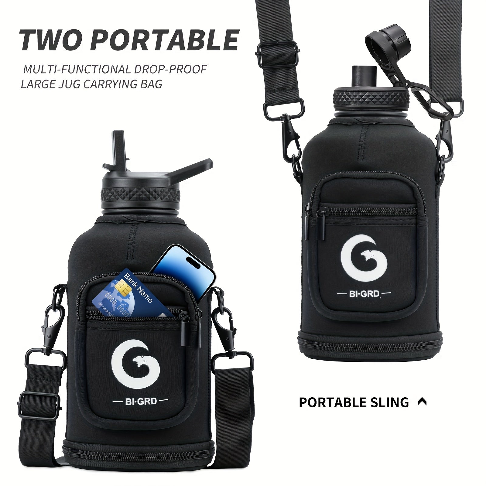 BIGRD Triple-Vacuum Termoflaske – 40oz / 64oz med Paracord-håndtak og sugerørslokk