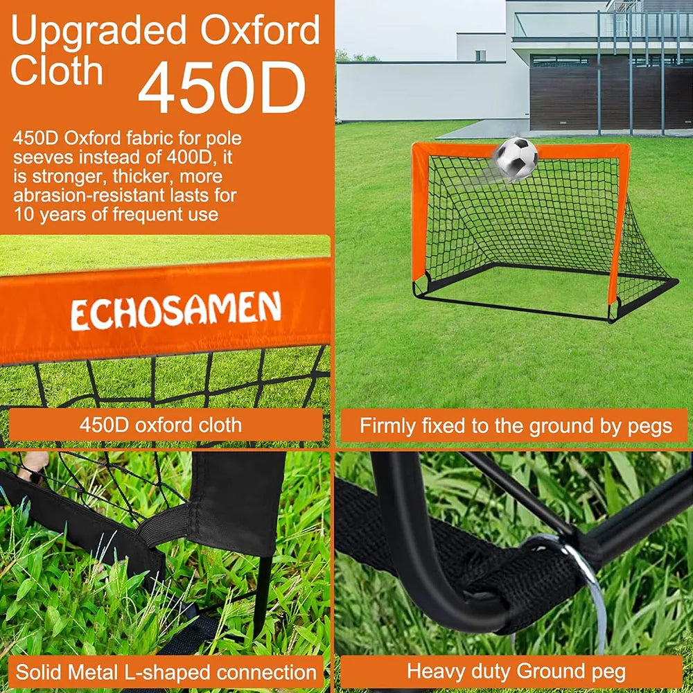1/2pcs Kids Soccer Goals for Backyard 4x3 ft Portable Soccer Nets Outdoor Sport Training Equipment Soccer Goal with Carrying Bag