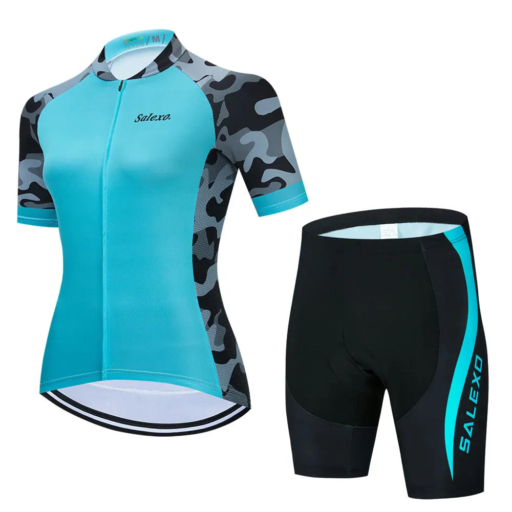 Salexo Dame Sykkelsett – Kortermet Jersey &amp; 19D Bib Shorts | Sommerkomfort for MTB og Landevei
