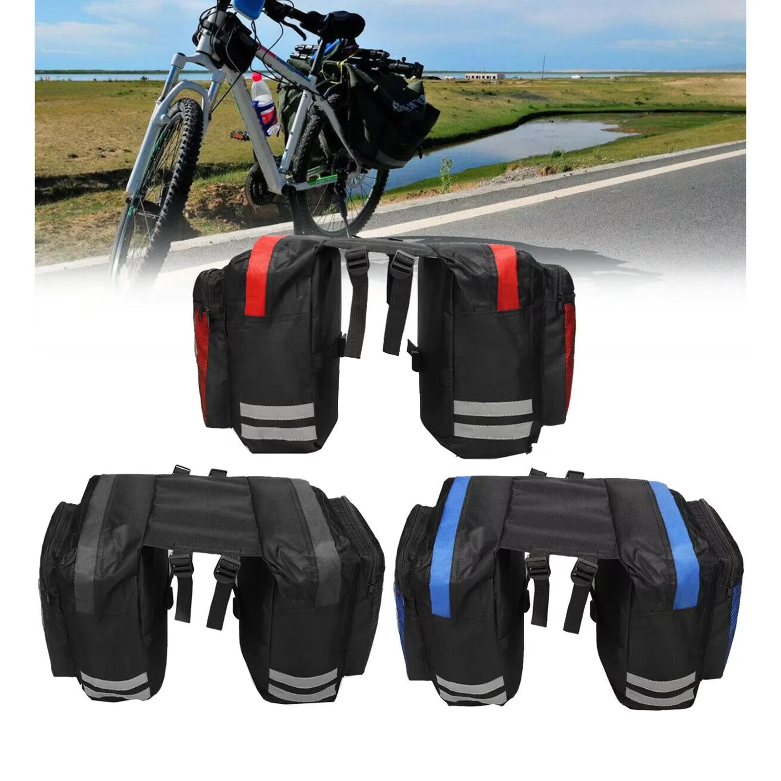 High capacity double-sided bicycle rear rack bag counter circulation and waterproof bicycle rear bag are convenient to carry