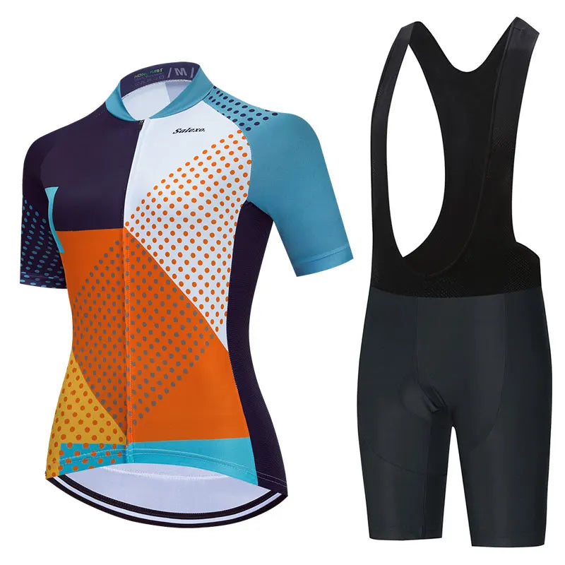 Salexo Dame Sykkelsett – Kortermet Jersey &amp; 19D Bib Shorts | Sommerkomfort for MTB og Landevei