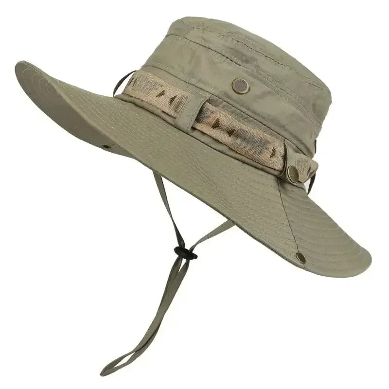 Sommer Bucket Hat for Herre – UV-beskyttelse &amp; Bred Brem | Safari, Fiske, Strand, Camp; Friluft