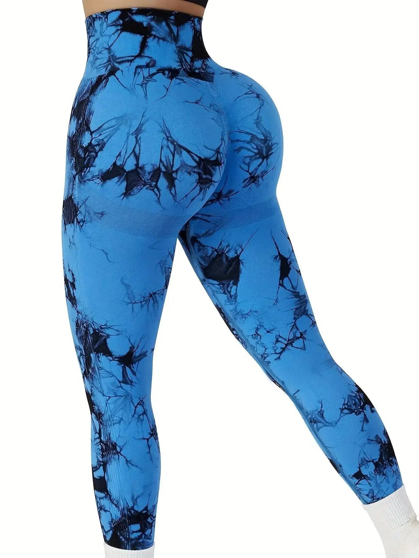 Sømløse tie-dye treningstights med høy midje og løftende effekt