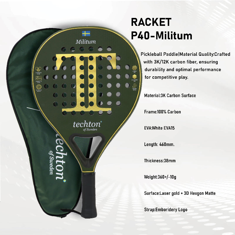 Padelracket med Karbonfiber og Myk EVA-kjerne – Lett og balansert | Perfekt for nybegynnere og fritidsspillere