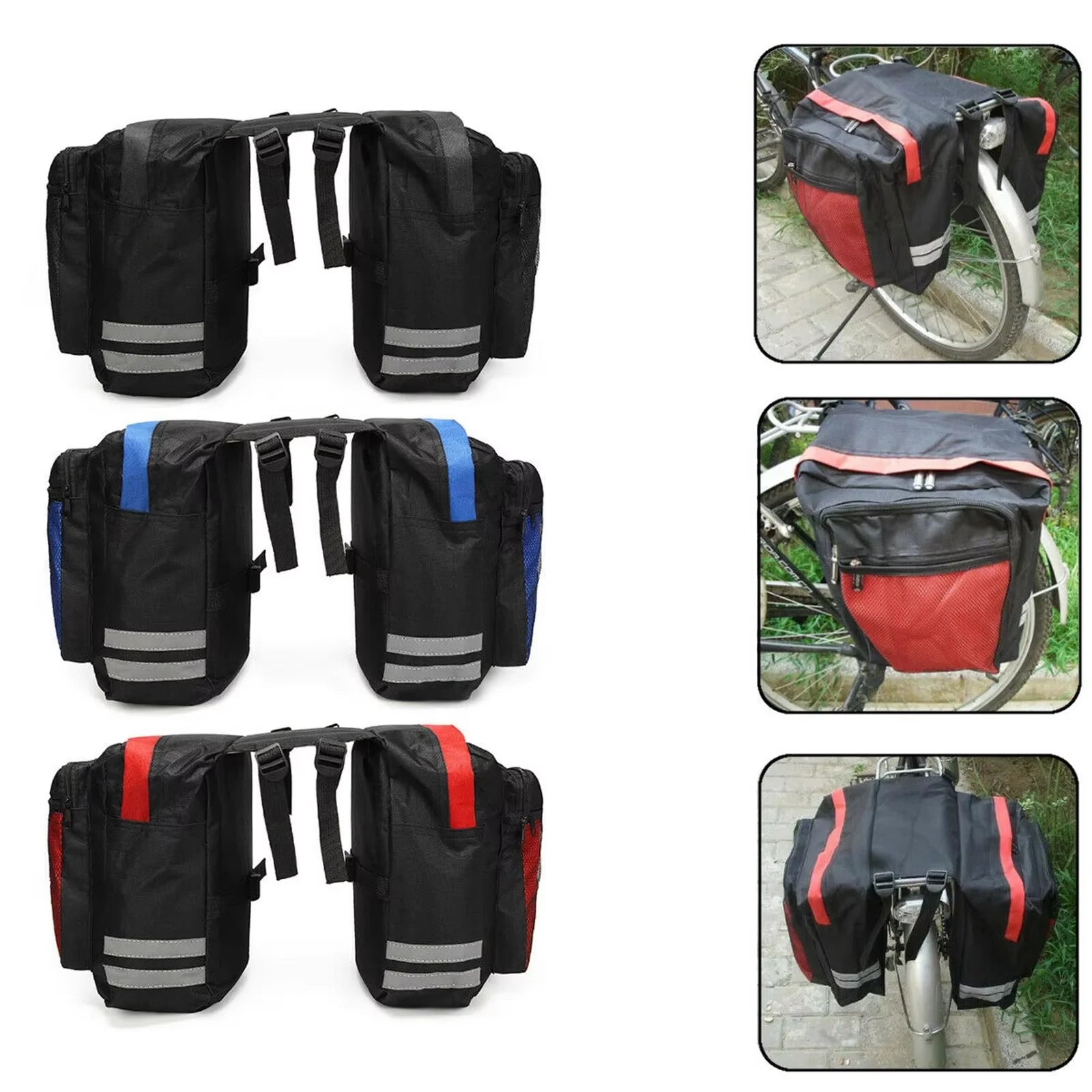 High capacity double-sided bicycle rear rack bag counter circulation and waterproof bicycle rear bag are convenient to carry