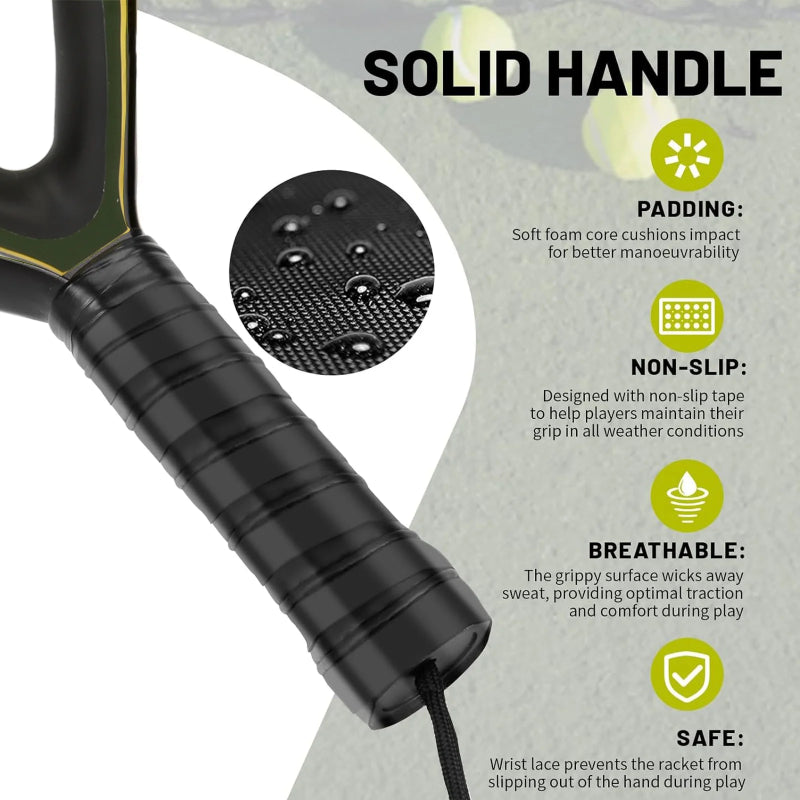 Padelracket med Karbonfiber og Myk EVA-kjerne – Lett og balansert | Perfekt for nybegynnere og fritidsspillere