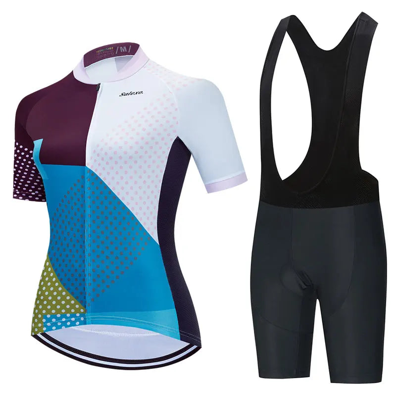 Salexo Dame Sykkelsett – Kortermet Jersey &amp; 19D Bib Shorts | Sommerkomfort for MTB og Landevei