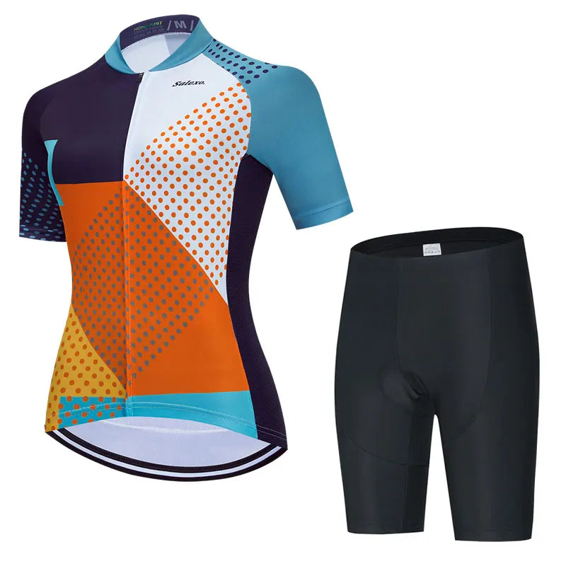Salexo Dame Sykkelsett – Kortermet Jersey &amp; 19D Bib Shorts | Sommerkomfort for MTB og Landevei