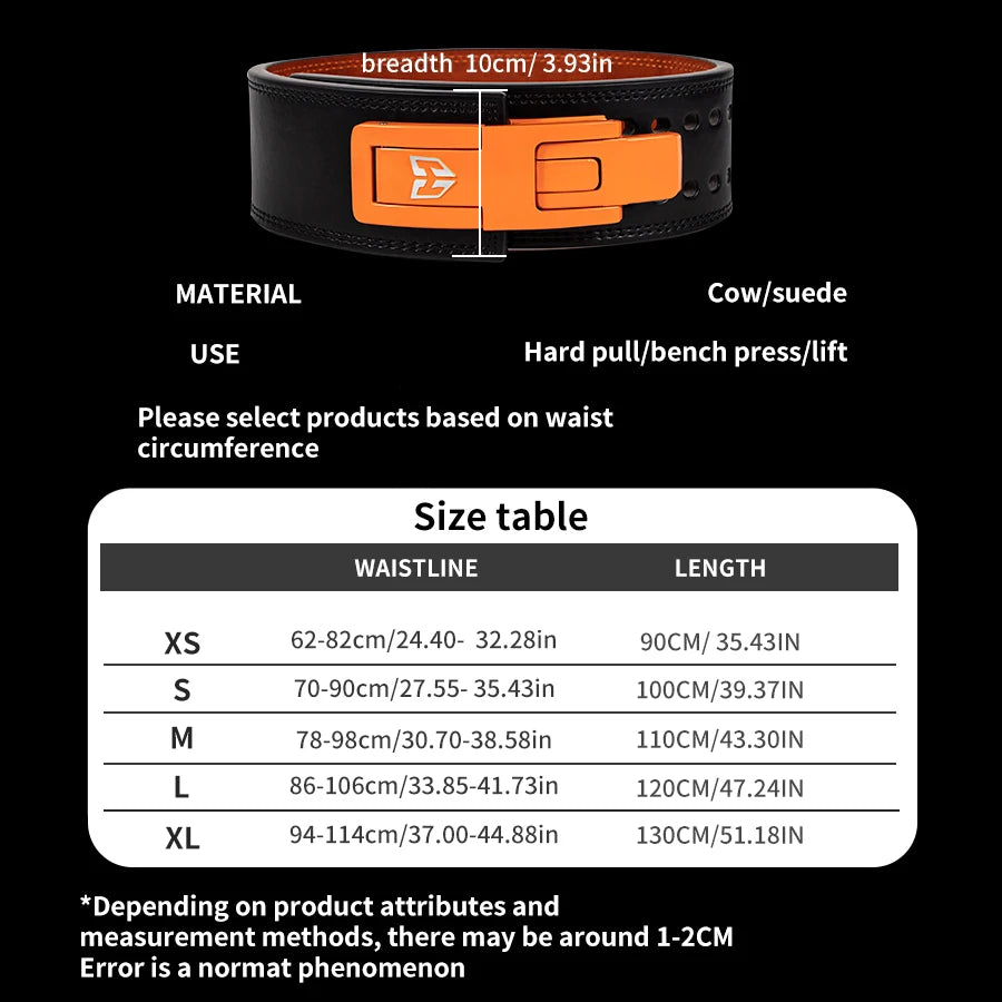 Justerbart Vektløfterbelte med spenne – Maksimal støtte for tunge løft