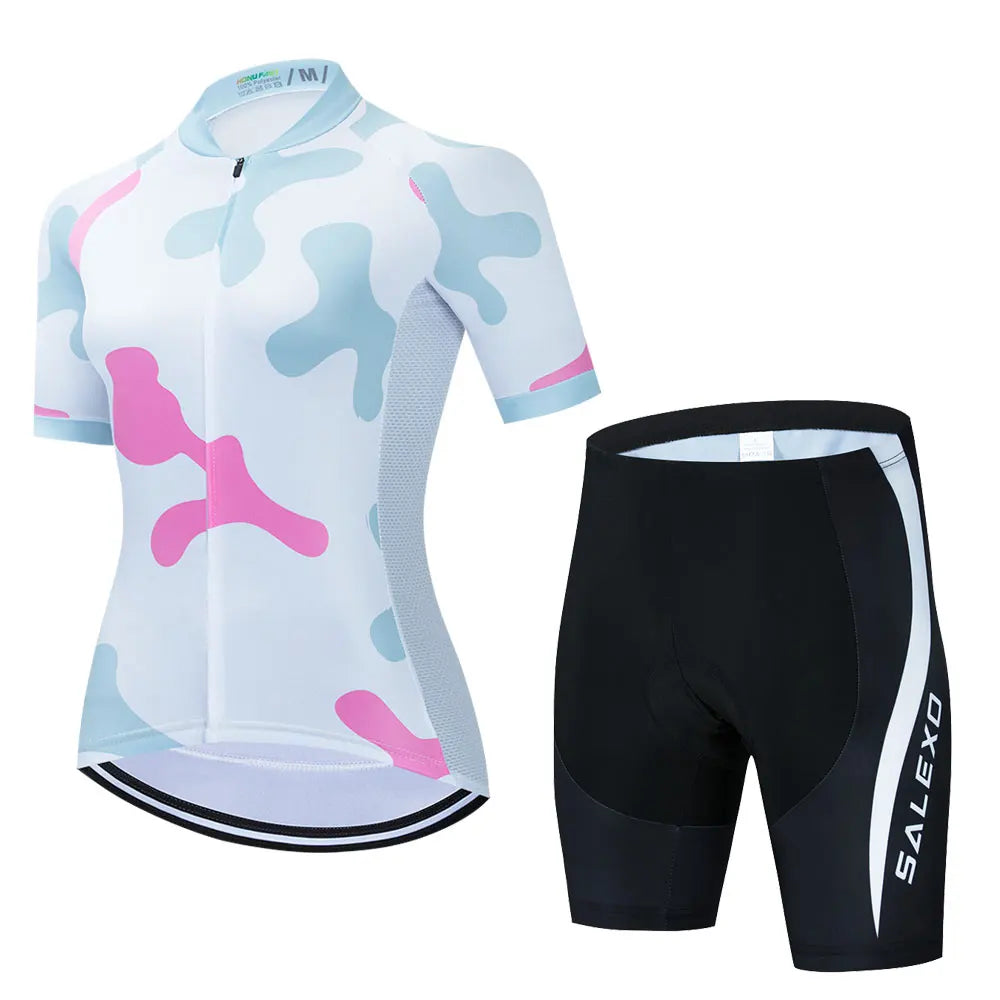 Salexo Dame Sykkelsett – Kortermet Jersey &amp; 19D Bib Shorts | Sommerkomfort for MTB og Landevei