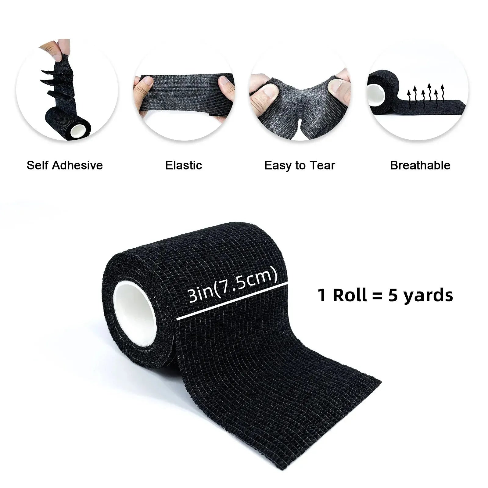 Selvklebende Elastisk Bandasje – 1 Rull (2.5–10 cm x 4.8 m) for Sport og Støtte