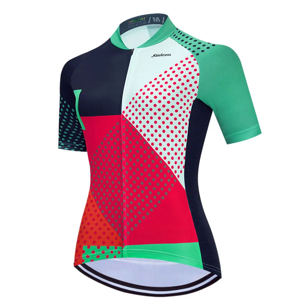 Salexo Dame Sykkelsett – Kortermet Jersey &amp; 19D Bib Shorts | Sommerkomfort for MTB og Landevei