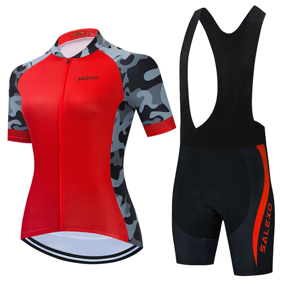 Salexo Dame Sykkelsett – Kortermet Jersey &amp; 19D Bib Shorts | Sommerkomfort for MTB og Landevei