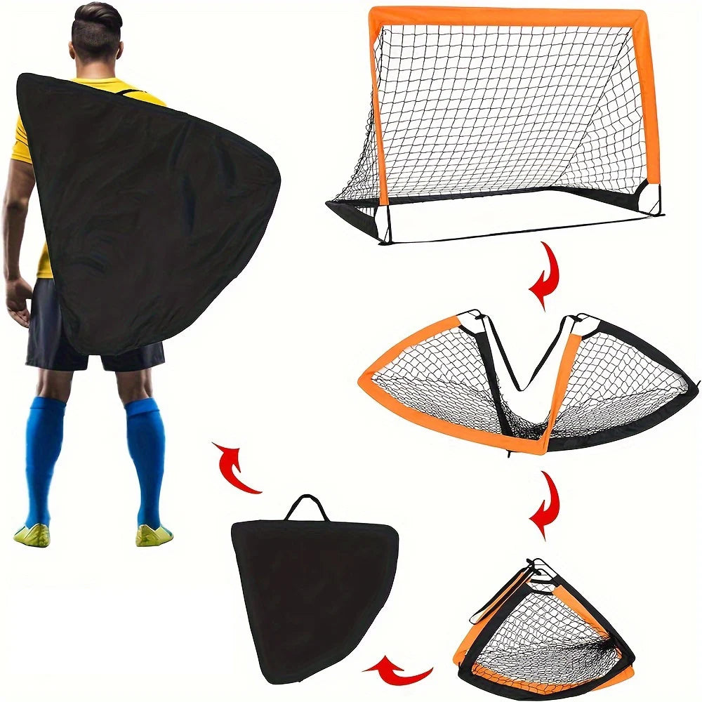 1/2pcs Kids Soccer Goals for Backyard 4x3 ft Portable Soccer Nets Outdoor Sport Training Equipment Soccer Goal with Carrying Bag