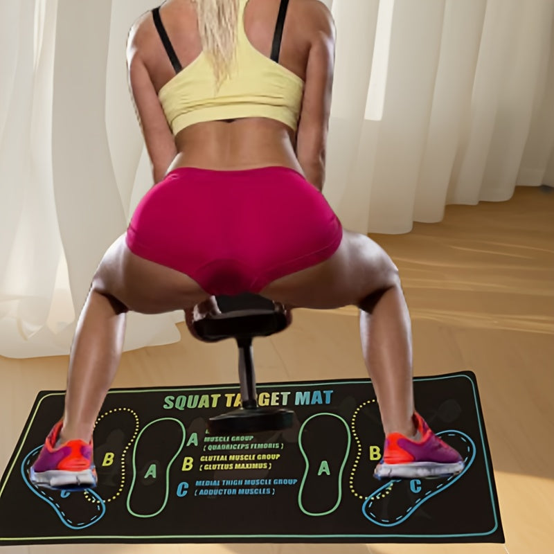 Non-Slip Pilates squat mat with Footprints - Heavy-Duty Exercise Floor Pad for Home Gym, Yoga, Weightlifting - Cushioned Joint Protection, Stability Training - Easy-Clean Workout Mat for All Fitness Levels - Ideal for Squats,