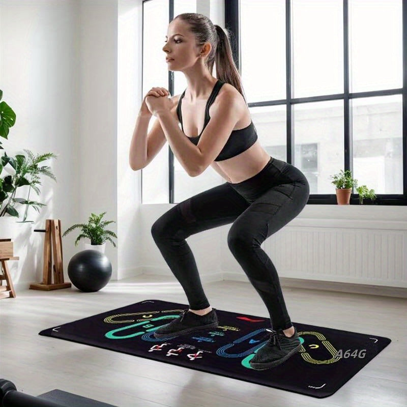 Non-Slip Pilates squat mat with Footprints - Heavy-Duty Exercise Floor Pad for Home Gym, Yoga, Weightlifting - Cushioned Joint Protection, Stability Training - Easy-Clean Workout Mat for All Fitness Levels - Ideal for Squats,