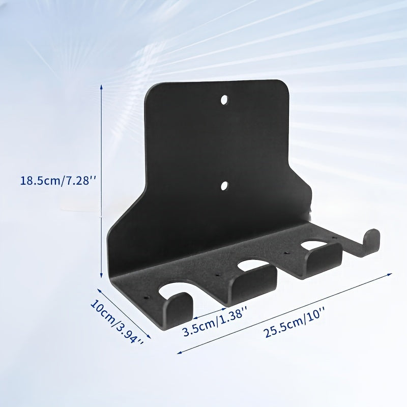 Contemporary Iron Wall Mount Barbell Holder with Hooks - Space-Saving Fitness Bar Rack for Home or Commercial Gym, Durable and Easy to Install and Adjust