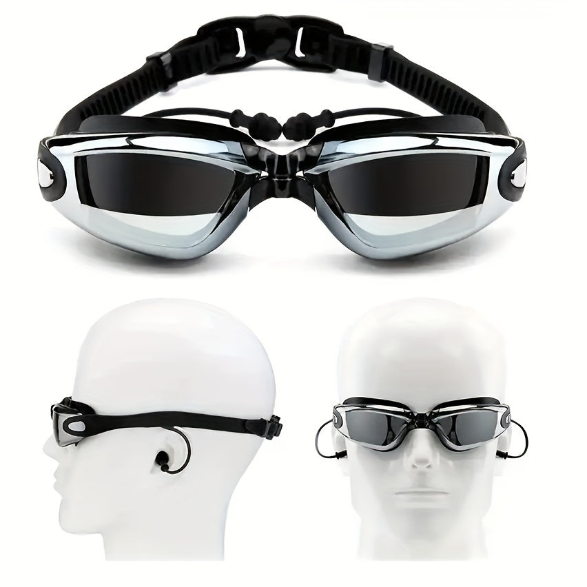 6-i-1 Profesjonelt Svømmeutstyrsett – Silikon Svømmebriller, Svømmehette, Ørepropper, Neseklype og Oppbevaringsbag