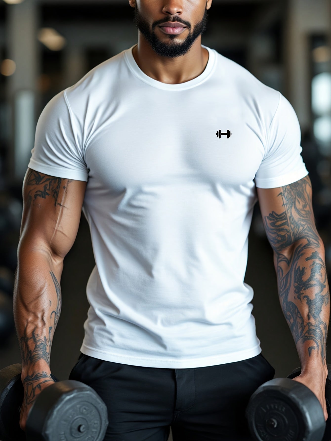 Herre T-skjorte i tung 100 % bomull – Slim fit trening